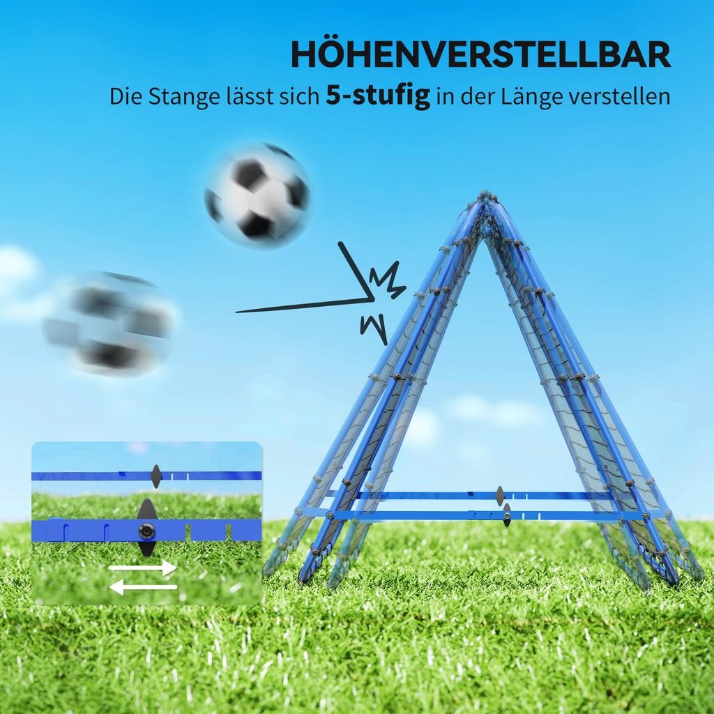 Double Sided Football Rebounder Net, Football Rebound Goal with Five Adjustable Angles, Blue
