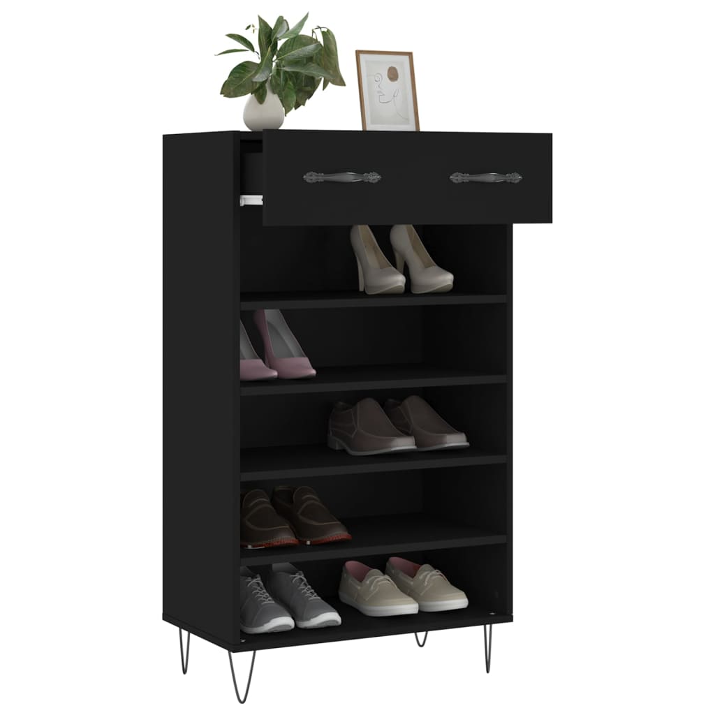 Vidaxl Szafka Na Buty, Czarna, 60X35X105 Cm, Materiał Drewnopochodny