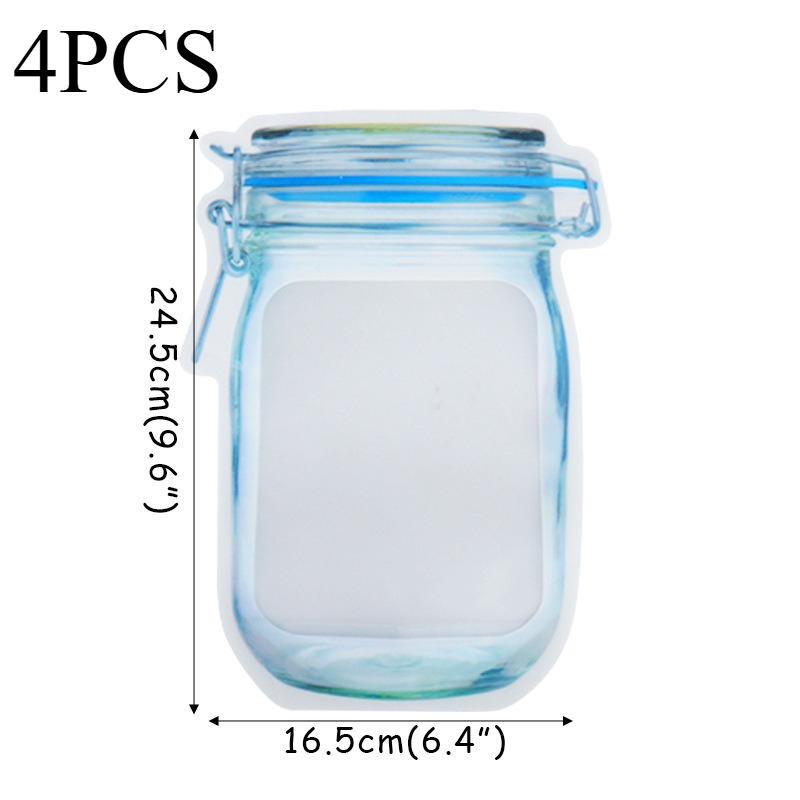 Opakovaně použitelné zipové sáčky ve tvaru sklenic pro skladování potravinových produktů