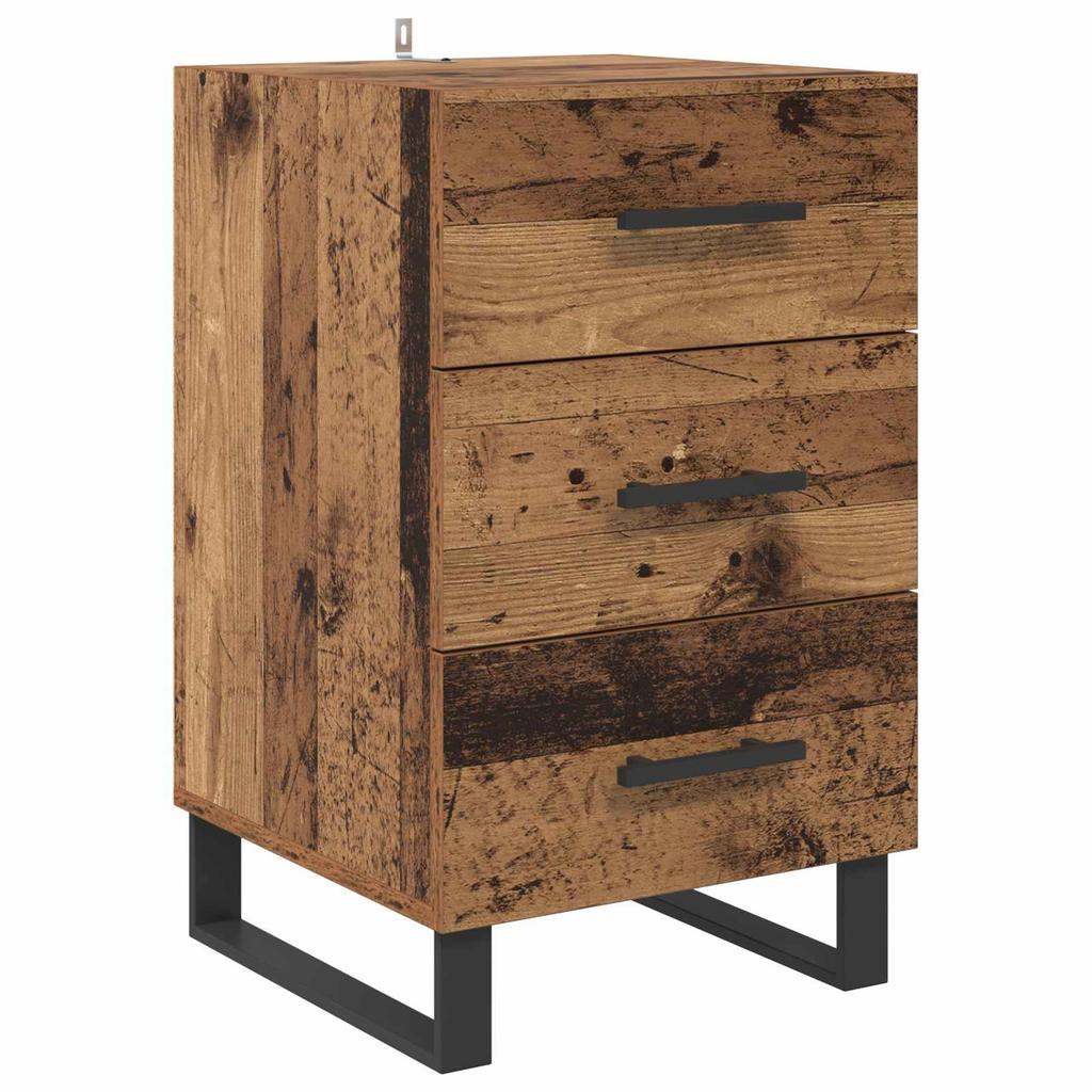 Nightstand with Drawers Reclaimed Wood Look 40 X 40 X 66 Cm Engineered Wood
