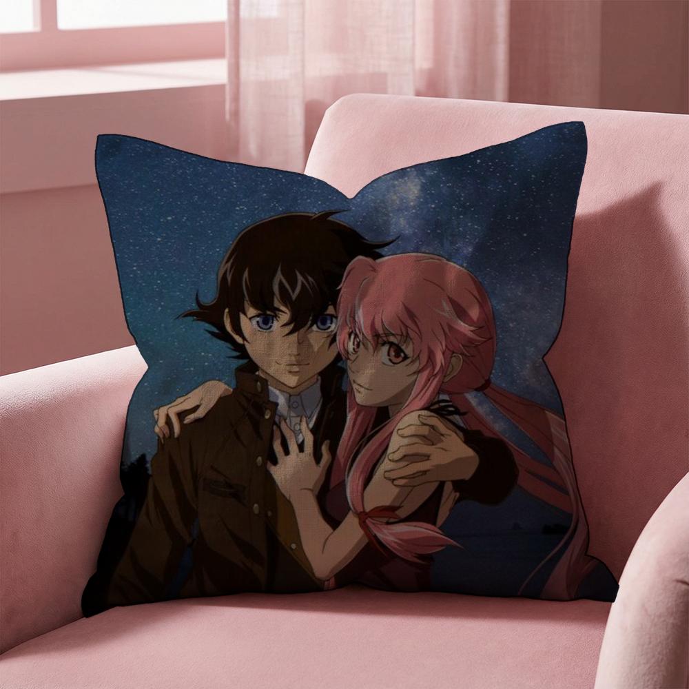 M-Mirai N-Nikki Cushion Cover Multi-Scene Pillow Cover for Home & Car - Reversible, Soft & Durable for Daily Use