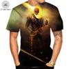 Sommer Rundhals 3D Flammen Totenkopf Print Top Modische Lässige Kurzarm Herren T-Shirts