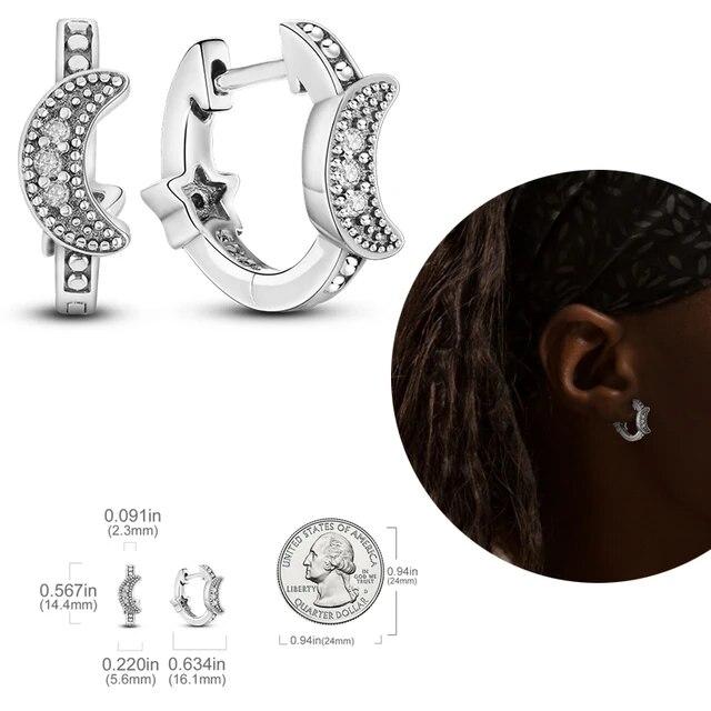 Brincos de argola de prata 925 para mulheres, brilhantes, pavê, cz, joias finas de luxo, brinco