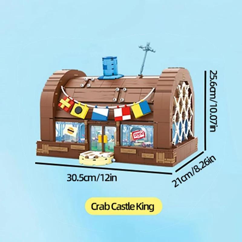 Non-Toxic Spongebob Cartoon Krusty Krab Restaurant Building Blocks Creative Canteen Scenes Model Bricks Desktop Ornaments Toy For Kid Gift