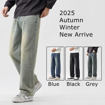 Men's Straight Leg Loose Jeans Classic Style Advanced Stretch Autumn & Winter New 6 Colors Plus Size 28-38