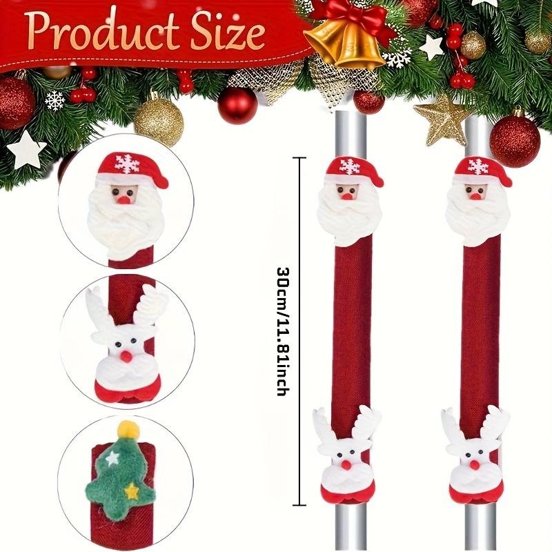 2pcs Festive Christmas Refrigerator Handle Protectors - Snowman & Santa Designs, Washable & Decorative for Home Appliances