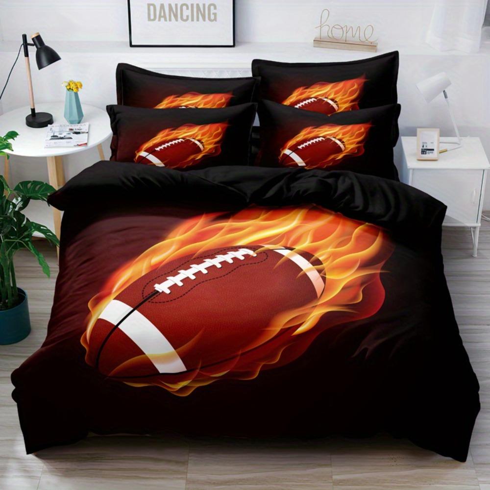 

3pcs Bedding Set Rugby American Football 3D Printed Cozy Soft Duvet Cover King Queen Twin Size Birthday Gift Boys Bedroom Decor EU Single 135x200cm