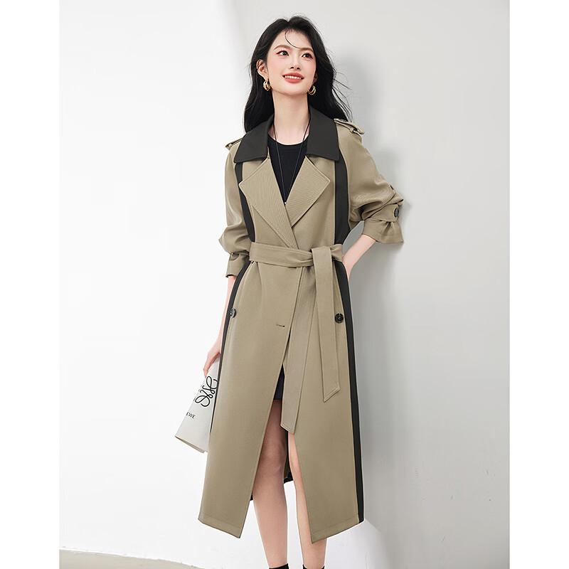 Women's Designer Color-block Trench Coat