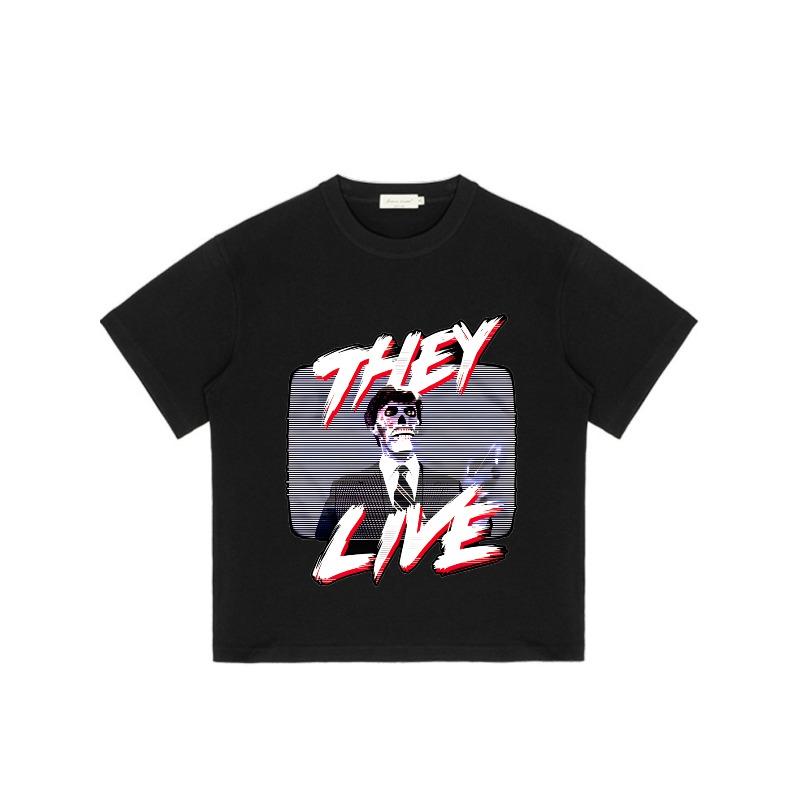 Black T Shirt They Live Movie Graphic Print Casual Streetwear Unisex Top for Everyday Wear and Pop Culture Fans