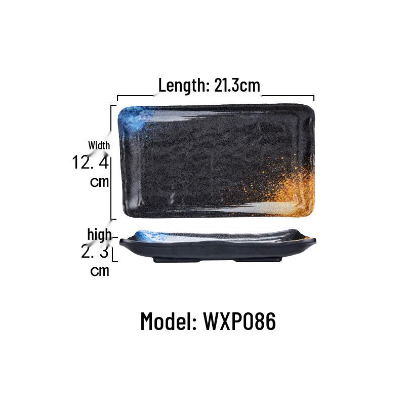 Japanese Melamine Rectangular Barbecue Side Dish Plate - Imitation Porcelain, Creative and Drop-Resistant for Hot Pot and Restaurants