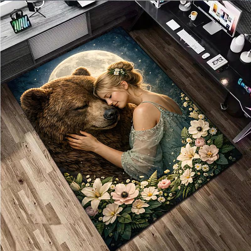 1Pc Flowers Animal Rug - Home carpet Office Decorative Carpet For Living Room Bedroom Door Mat Floor Rug Computer Chair Area Rug