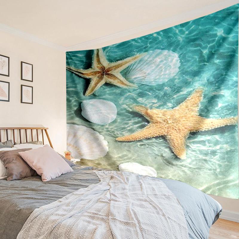 Ocean Starfish Shells Tapestry, Unique Design Tapestry, Wall Decor for Bedroom,Livingroom, Playroom,Heartwarming Fan Holiday Gifts