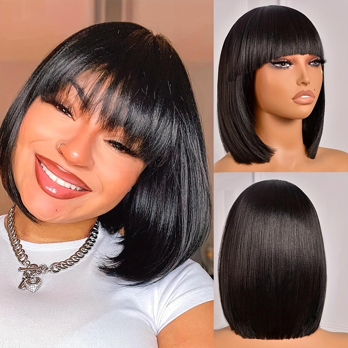 

Парики из плетеной ткани Элегантный короткий боб с челкой для женщин Rose Net Cap