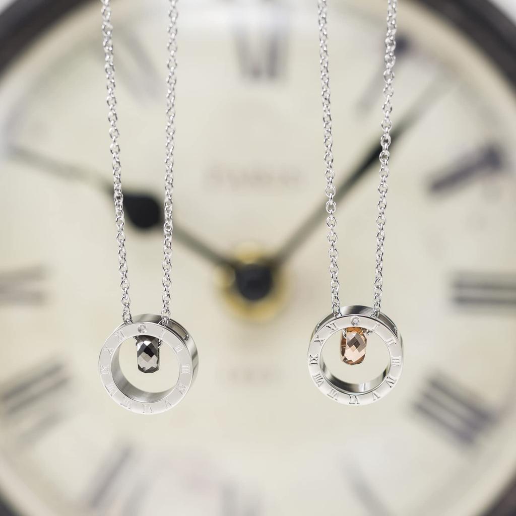Circle Top Tungsten Stainless Steel Pair Necklace Gold Black 4SUP025GO 4SUP025BK [White Clover] & &