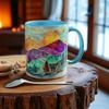 Caneca de Cerâmica Pôr do Sol em Aquarela 3D Capacidade 11/15oz Alça Ergonômica Caneca Presente Artístico Único para Casa Escritório