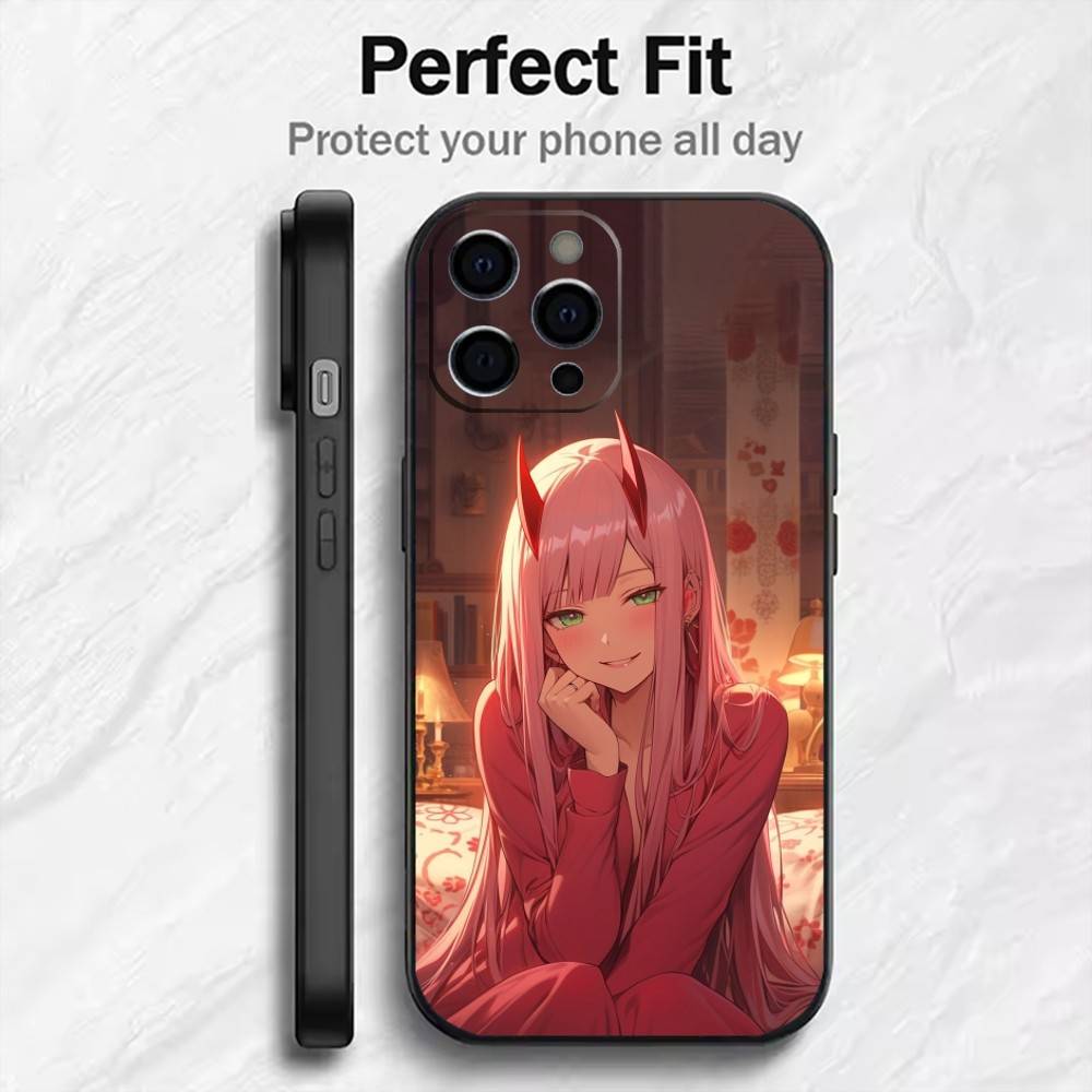

Anime ZERO TWO Phone Case For iPhone17,16,15,14,13,12 Plus,Max Soft Silicone Black Cover iPhone12