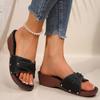 Gürtelschnalle Einzeilige Hausschuhe mit dicker Sohle für Damen-Outdoor-Bekleidung mit Nieten, Leichte und lässige Strandsandalen
