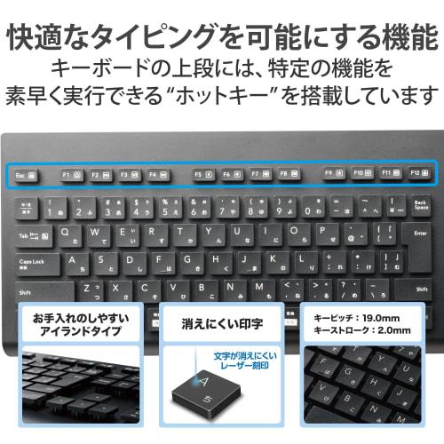 ELECOM Washable Wireless Keyboard Bluetooth Waterproof IPX5 Compatible Membrane Full Size with Numeric Keypad Antibacterial Black TK-WS03BMKBK
