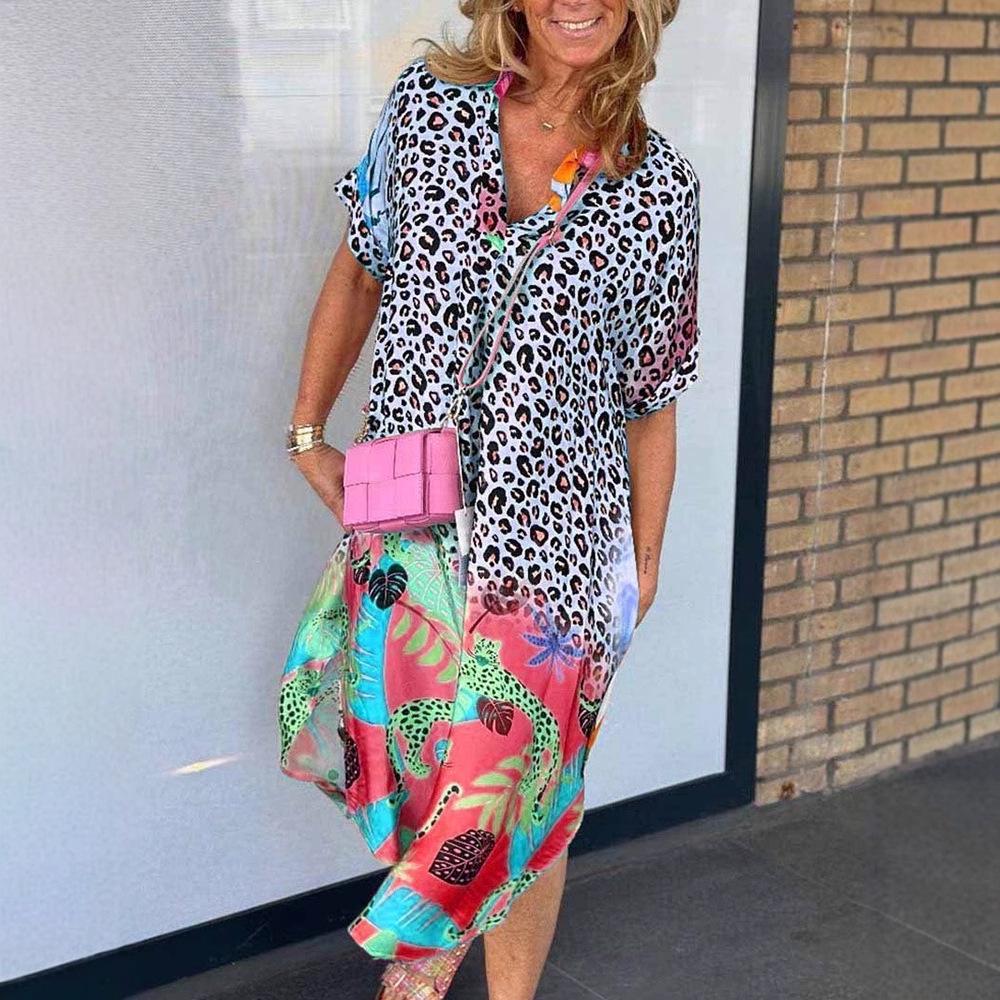 Women's Summer Print Half-Collar Loose Dress