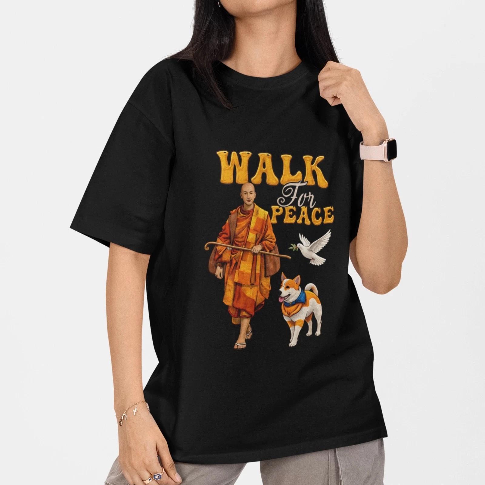Walk For Peace T Shirt Spiritual Monk Dove Graphic Tee Unisex S-5XL Cotton S