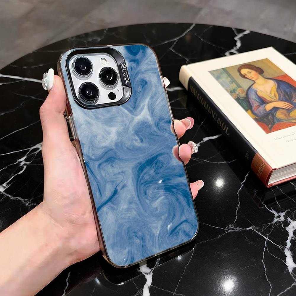 

Laser Water Wave Ripple Phone Case For iPhone 17,16,15,14,13,12,11 Plus,Pro Max,XS,Colored Silver Plated Inside Cover iPhone16
