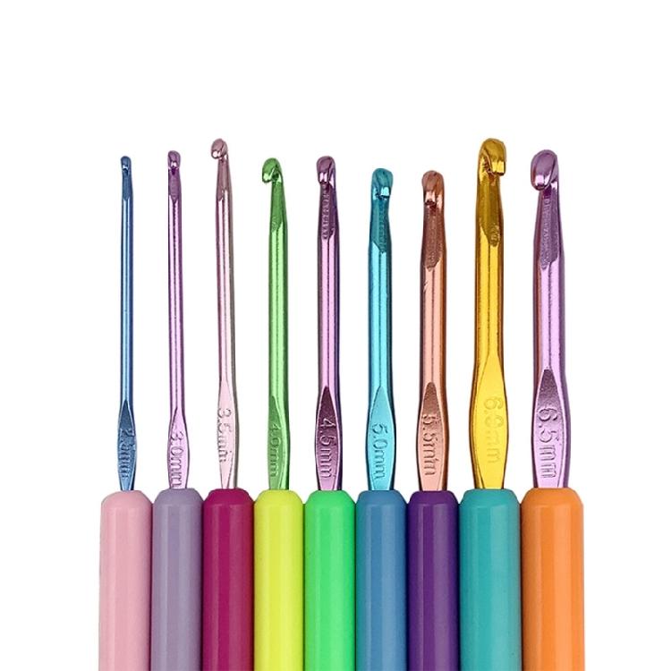 9Pcs Ergonomic Crochet Hook for Beginner Adult Crochet Weaving Crocheting ABS Handle Crochet Hook Needle 2.5mm-6.5mm