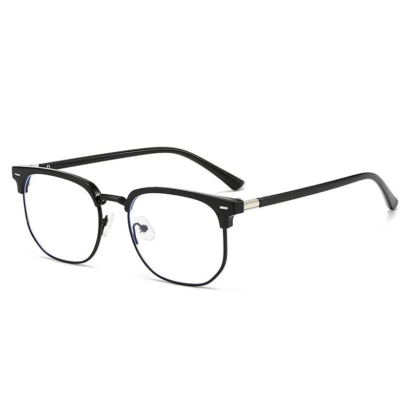 Pochromic Anti-blue Light Glasses Men Fashion Rectangle Semi Rimless Eyewear For Women Office Computer Goggle