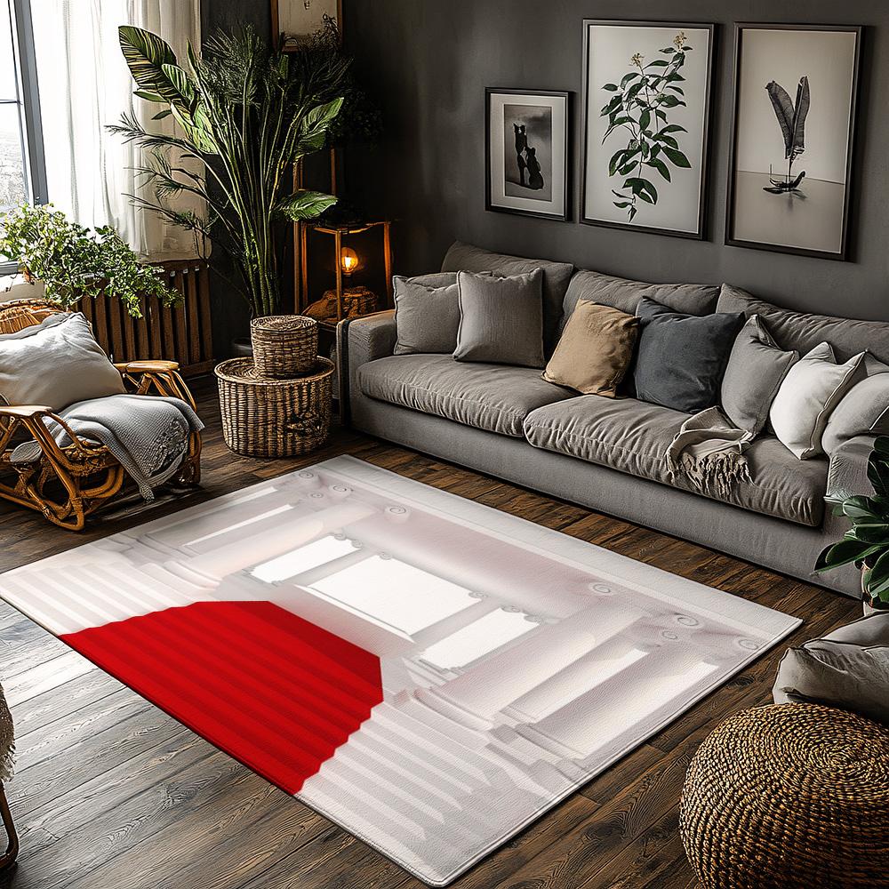 

Tuniu Red and White Doorway Rug Mat Kitchen Floor Carpet Non-Slip Home Decor 50x80cm