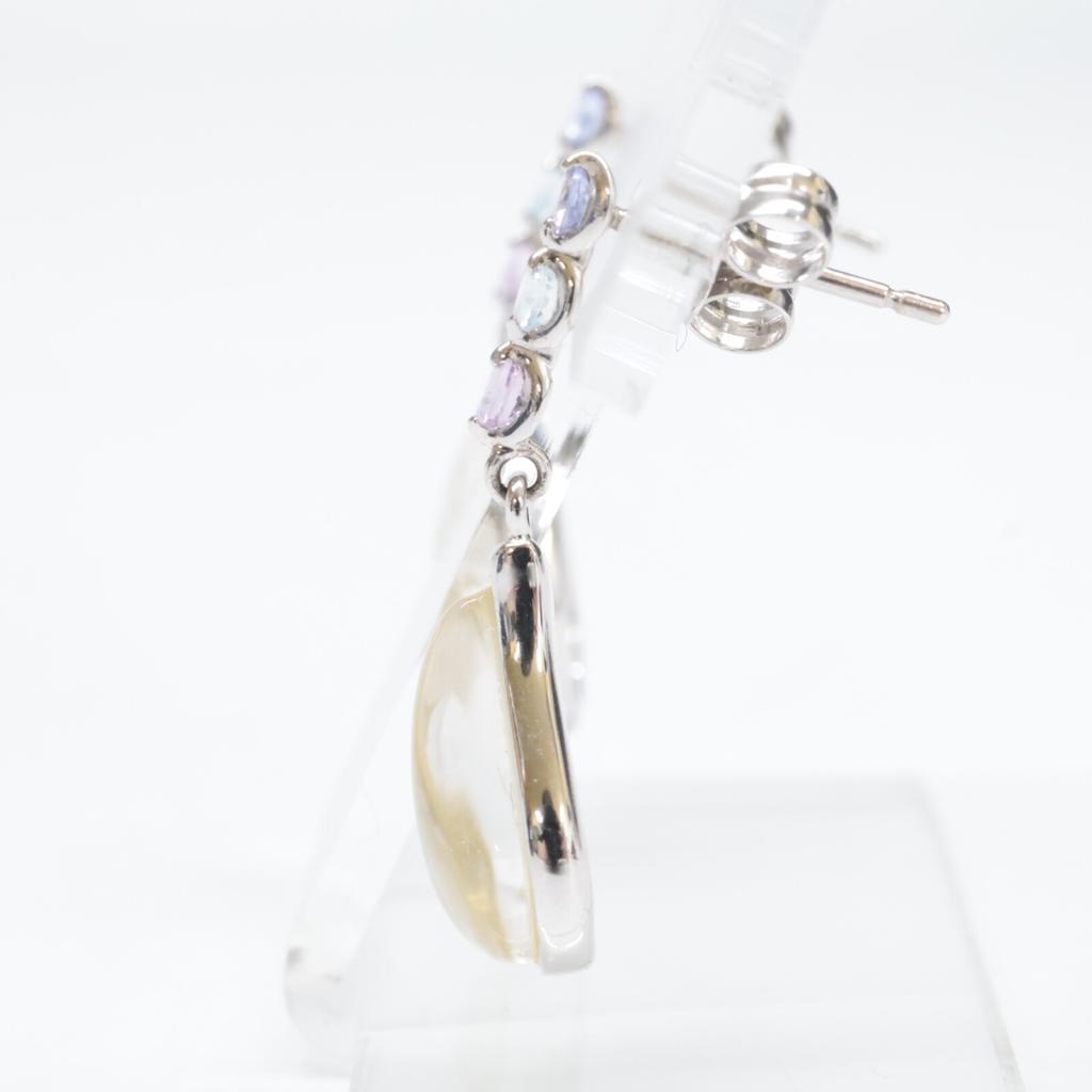 STAR JEWELRY [Beautiful Condition] K10 SUNSET COLORS Drop Motif earring White goldUsed