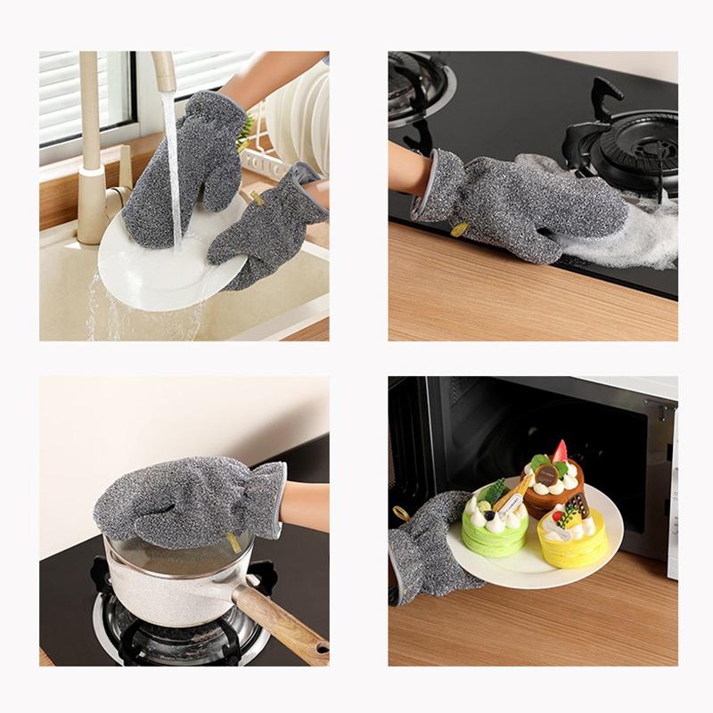 1Pcs Wire Dishwashing Gloves Multi-Functional Waterproof Dish Cleaning Glove Kitchen Thermal Insulation Anti-Scalding Mittens