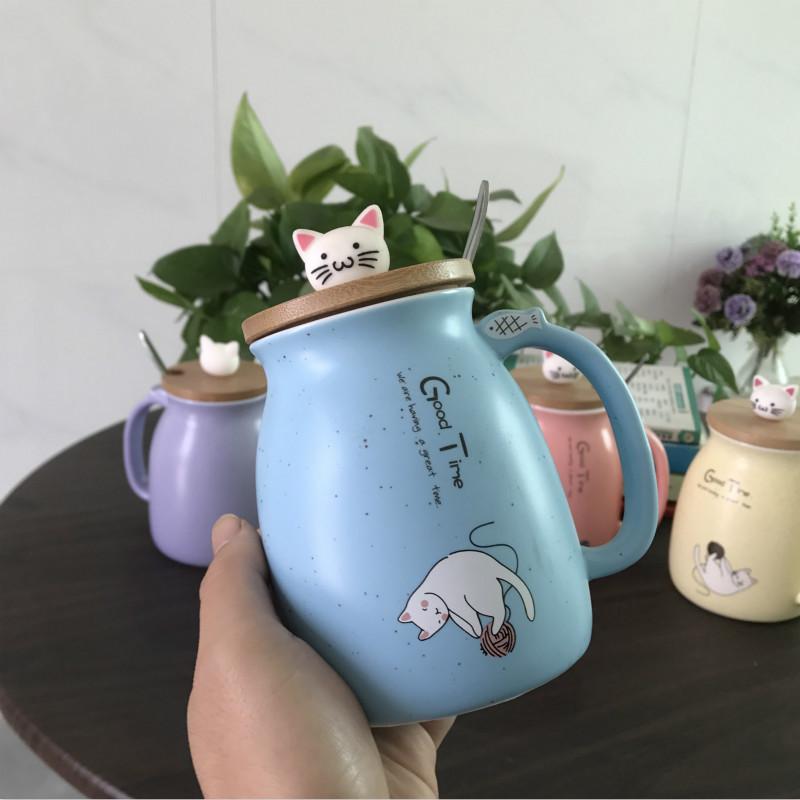 High Looking Cute Cat Mug Water Cup Creative Ceramic Spoon Office Home Use Men and Women Drinking Water Cup