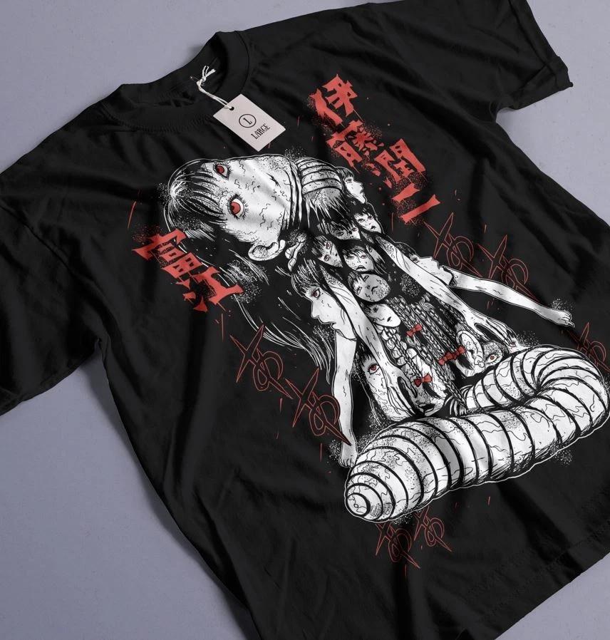 Junji Ito Uzumaki TShirt Horror Japan Guro Funny Girl Anime Gift Shirt All Size S