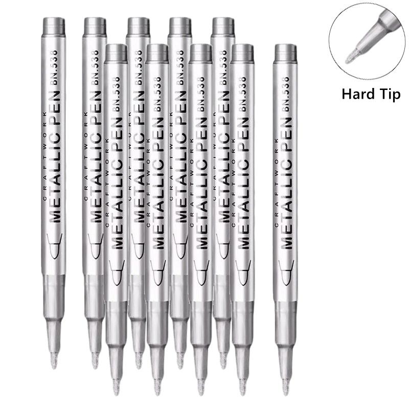 1/10/50Pcs Art Writing Gold Silver White Metallic Paint Pen Set Brush Tip Marker Pen Acrylic Paint Markers Stationery Supplies