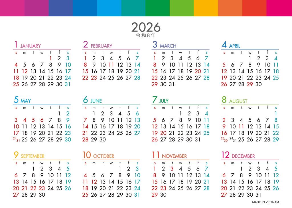 Desk Calendar 2026 Edition Vivid Color Schedule with Display SG-9360 (HB-202) Index, 5-Month