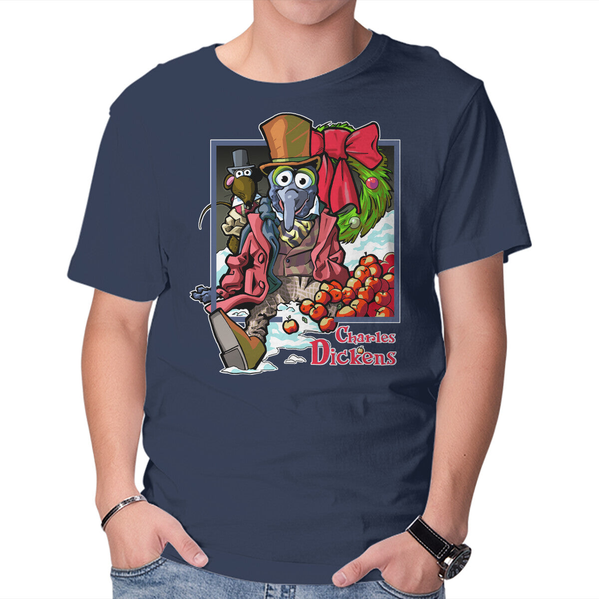 Unisex Crew Neck T-Shirt Charles Dickens Graphic Short Sleeve Casual Tee M