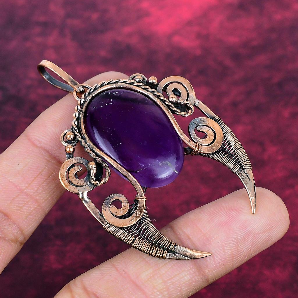 Star Amethyst Gemstone Pendant Copper Wire Wrapped Pendant Latest Design Jewelry