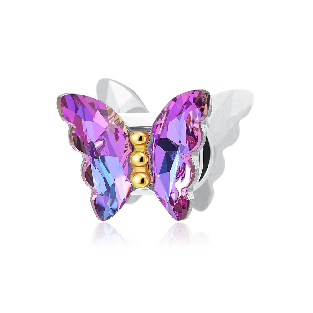 New Copper Fluorescent Purple Butterfly Flower Key Leaf Charm Bead Diy Pendant Fit For Original Diy Bracelet Women'S Jewelry