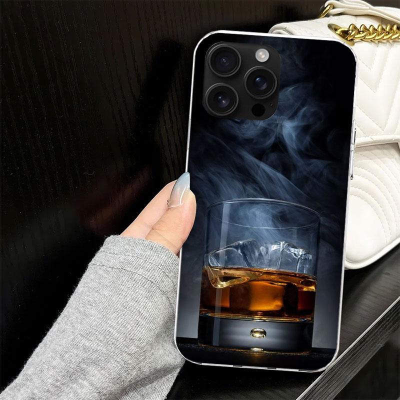 Cigar Whiskey Ice Drink Case for iPhone 17 Air 16 16E 15 14 11 Pro Max Soft Phone Cover 12 13 Mini 7 SE 2020 8 Silicone Black Ca