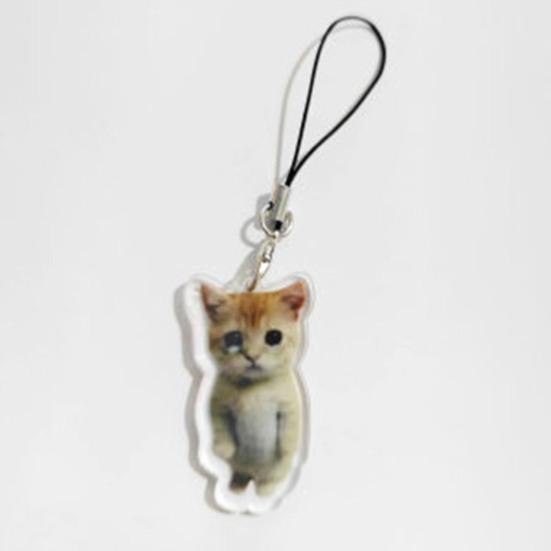 Cartoon Cat Keychain Pendant 2D Acrylic Thick Sling Lobster Clasp Keyring Car Bag Accessories Christmas Party Gift