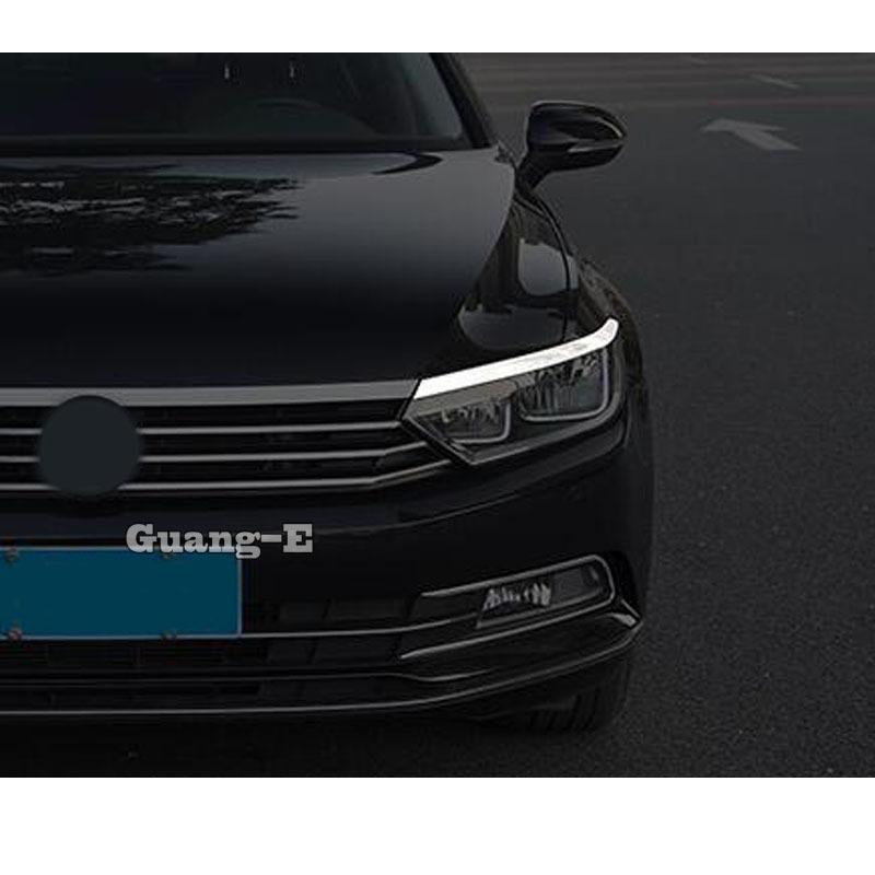 For VW Passat B8 Variant Alltrack 2015 2016 2017 2018    Car Front Head Light Lamp Eyebrow Frame Stick Trim Cover