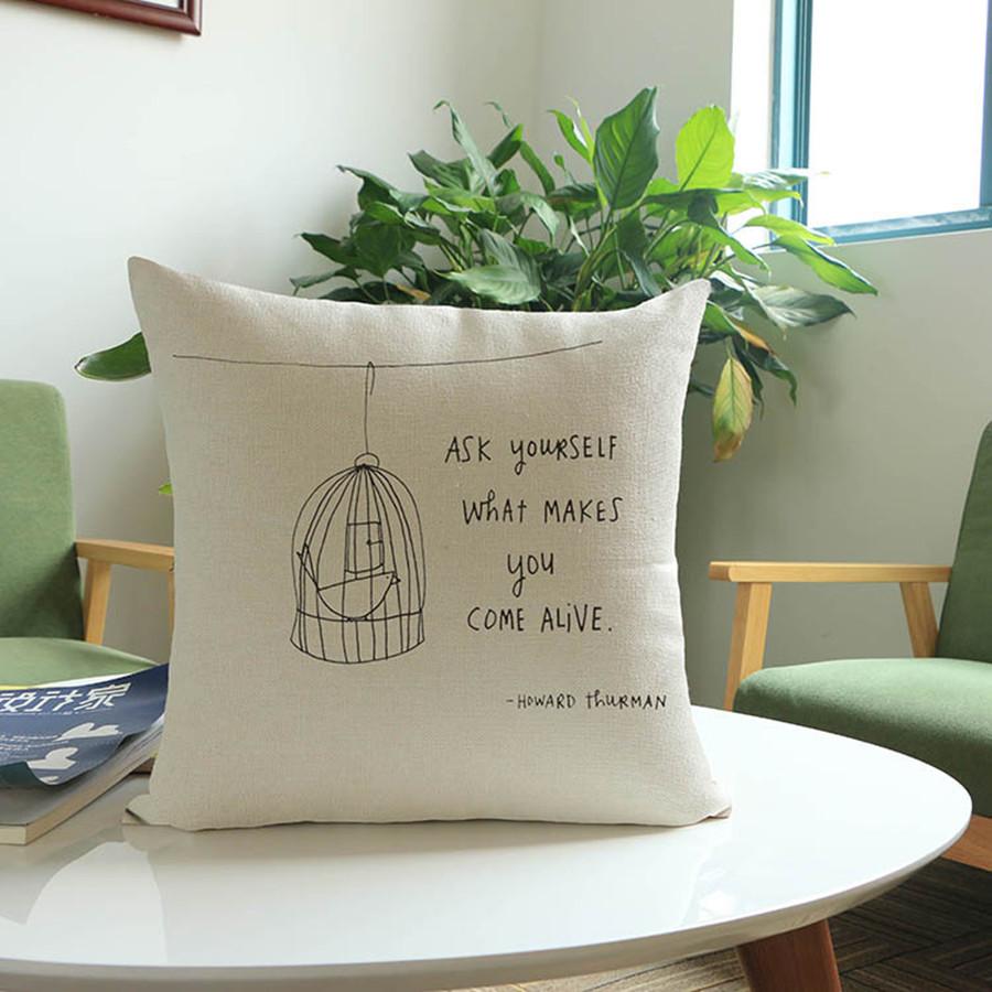 Love Letter Style Sofa Decorative Cushion Cover Passionate Greetings Concise Cotton Linen Car Seat Throw Pillow Case Cojines
