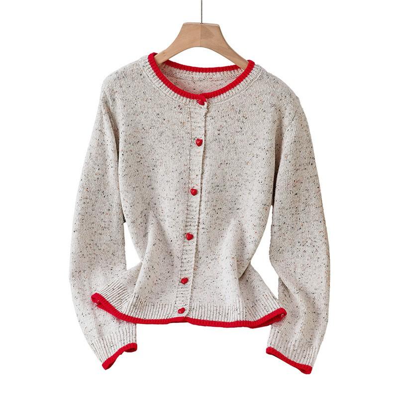 Womens Vintage Colorblock Knit Cardigan Sweater Long Sleeve Casual Round Neck Winter 2026