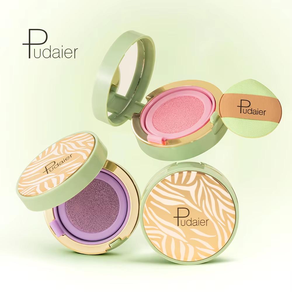 Pudaier 6 Colors Cushion Liquid Blush & Highlighter - Waterproof Long Lasting Cheek Makeup, Natural Glow Blush Palette for Face