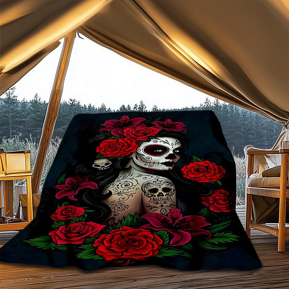 Zucker Totenkopf Outdoor-Decke, Weiche und bequeme Decke, Lässige warme Outdoor-Decke, Camping Reise Decke, Gutes Geburtstagsgeschenk 1165