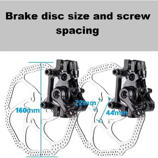 Bike Disc Brake Kit, 2pcs 160mm Stainless Steel Rotors, Calipers, Lever & Cables for Front & Rear