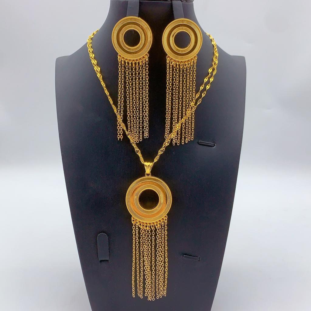 Middle East Dubai Iraq Jewelry Copper Alloy Necklace Earrings Jewelry Set Indian Bridal Necklace 2026