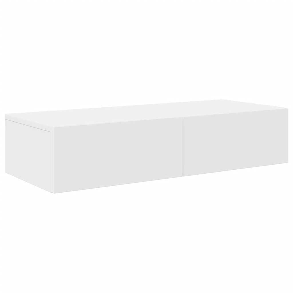 Wall Mounted Shelf with Drawers White 80 x 33 x 17 cm Engineered Wood