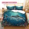 Sea Fish Ink Painting Pattern Bedding Home Decoration Birthday Gift (1 * duvet cover + 2 * pillowcase, without core)