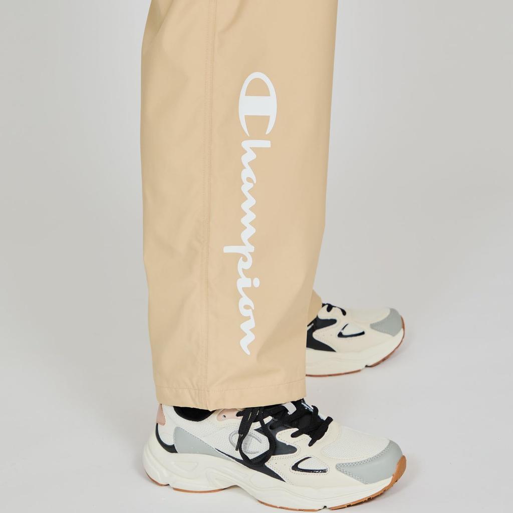 Champion Basic Sport Long Rubber Script Sand Beige Women's CW-BSD01 Pants, Water-Repellent, Windproof, Print, Logo,