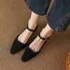 New Spring Women Shoes Genuine Leather Shoes For Women Square Toe Chunky Heel Shoes Solid Shoes Shallow Flats Mary Janes
